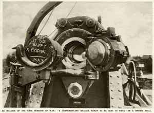 Artillery Prints: Slogan painted on a British artillery shell