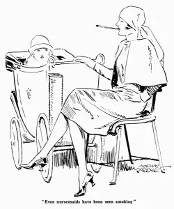 Toddler Prints: Smoking nursemaid or nanny with charge