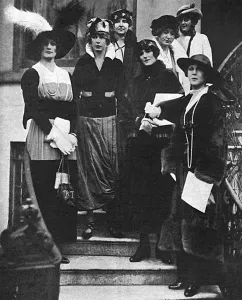 Garter Prints: Society ladies as programme sellers at concert, WW1
