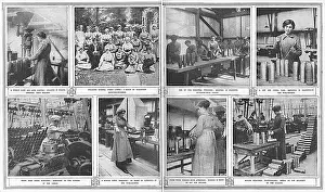 Factories Prints: Society munition-workers, lady volunteers making shells, WW1