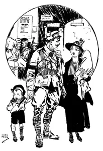 Departure Prints: Soldier and family at Victoria train station, WW1