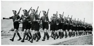 March Prints: Soldiers marching in shorts in Wales, September 1939