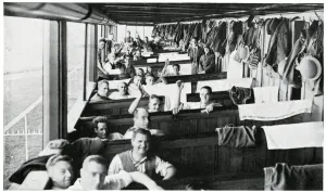 Course Prints: Soldiers in their quarters at a racecourse, September 1939