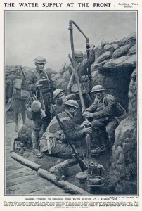 Field Prints: Soldiers stopping to replenish their water bottles, this could be filled at certain fixed
