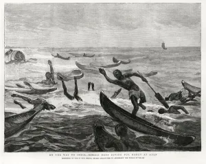 1870s Prints: Somali Boys diving for money at Aden