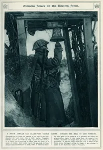 Guarding Prints: South African gas alarm post trench sentry, 1917