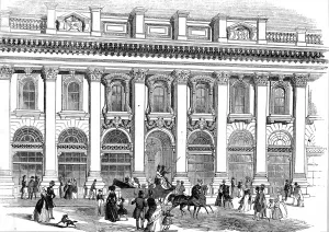 1844 Prints: The South Entrance of the Royal Exchange, London, 1844