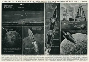 Rockets Prints: Space rocket to the Moon 1946