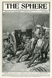 Firing Prints: Sphere cover - British gunners turning German gun on enemy