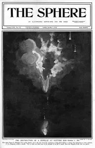 Destruction Prints: Sphere cover - destruction of zeppelin, Potters Bar, Matania