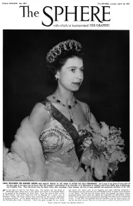 Tiara Prints: Sphere front cover featuring Queen Elizabeth II, 1957