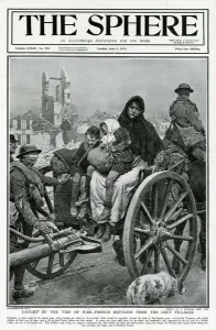 Cart Prints: Sphere cover - French refugees from lost villages, Matania