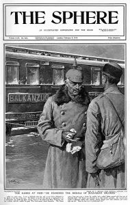 Kaiser Prints: Sphere cover - The Kaiser at Nish by Matania, WW1