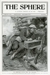 Matania Prints: Sphere cover - His Xmas letter from the trenches, Matania
