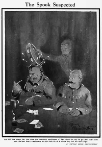 Contact Prints: The Spook Suspected by Bruce Bairnsfather, WW1 cartoon