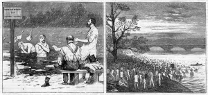 Prints of Morning dip in the Serpentine during winter snow Date: 1874 February Prints: SPORT / SWIMMING