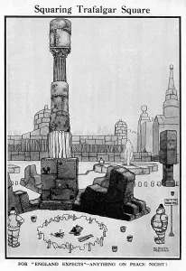 Precautions Prints: Squaring Trafalgar Square by Heath Robinson