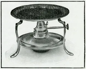 Table Prints: Stand and lamp for making toast 1909