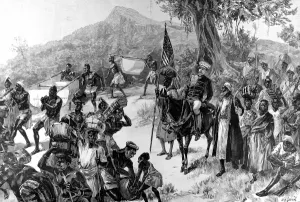 August Prints: Stanley and Tippoo Tib leaving Matadi, 1887