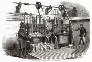 1850s Prints: Steam-washing machinery at St. Pancras Workhouse