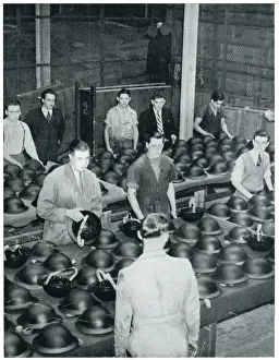 Protection Prints: Steel helmets ready to be packed in factory, September 1939