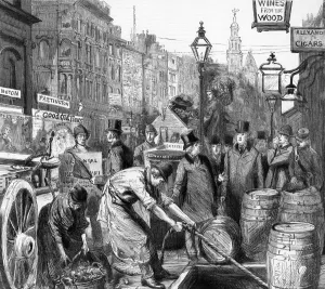 Images Dated 21st September 2011: Strand / Busy / Barrels / 1889