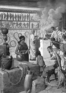 Italy Prints: In the Street of Abundance at Pompeii by Matania