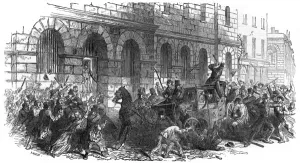 Riot Prints: A street riot on Giltspur Street, London
