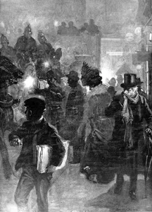 Fire Prints: Street Scene in Foggy London, 1908