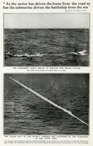 Launch Prints: Submarine HMS C32 launching torpedo, WW1