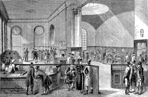 18th Prints: The Subscription Room at Lloyds of London, 18th century