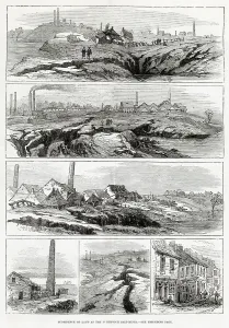 1881 Prints: Subsidence of land at the Northwich salt mine. Date: 1881
