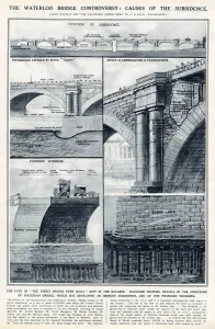 Twenties Prints: Subsidence of Waterloo Bridge by G. H. Davis 1924