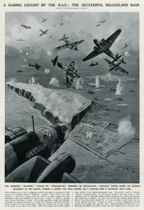 G H Davis Illustrations Prints: Successful Heligoland raid by G. H. Davis