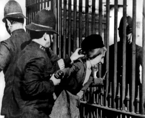 Railings Prints: Suffragette at Buckingham Palace