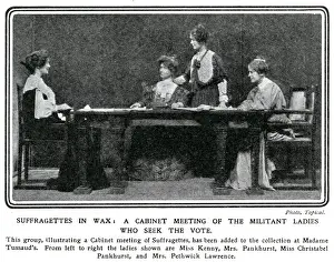 Movement Prints: Suffragettes in wax: a cabinet meeting of the militant ladies who seek the vote