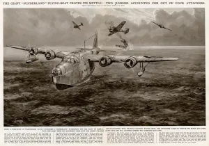 Seaplane Prints: Sunderland seaplane and two Junkers by G. H. Davis