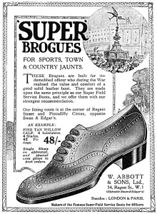 Mens Prints: Super brogues advertisement, 1919