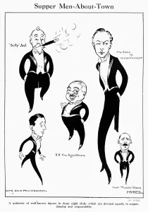 Personalities Prints: Supper Men About Town by Hynes