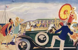 Huts Prints: Sur La Plage de Deauville by Peter, 1927