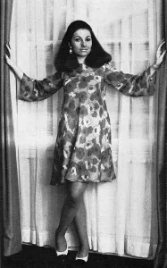1966 Prints: Susan Baptiste wearing a Hildebrand dress, 1966