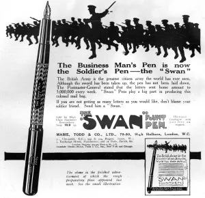 Battalion Prints: Swan Fountain Pen advertisement, World War One