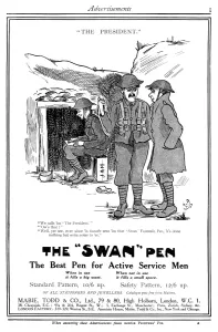 Trenches Prints: Swan Pen advertisement, WW1