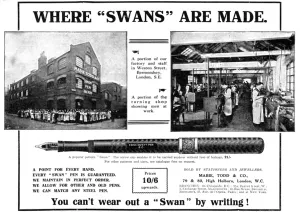 Factories Prints: Swan pens advertisement, WW1