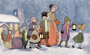 Church Prints: The Sweetwood Family Returning From Church On Christmas Eve