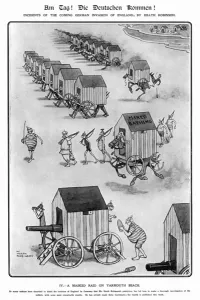 Hidden Prints: Am Tag, Heath Robinson 4. A masked raid on Yarmouth Beach