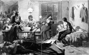 Shop Prints: Tailors Sweat Shop, East End of London, 1904