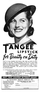 Mouth Prints: Tangee lipstick advertisement, 1939