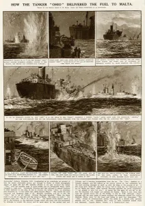 Bravery Prints: Tanker Ohio with fuel for Malta by G. H. Davis