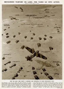 Mechanised Prints: Tanks going into action by G. H. Davis